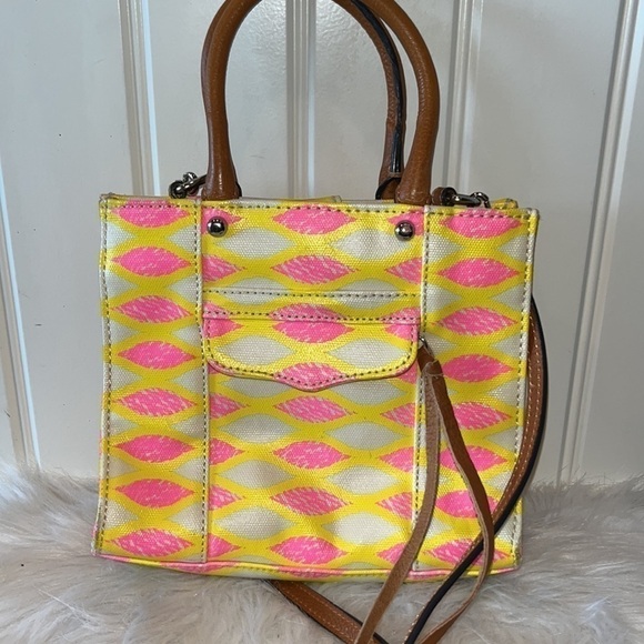 Rebecca Minkoff colorful yellow/pink mini crossbody bag purse designer rare HTF - Picture 4 of 16